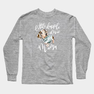 Dapple Doxie Mama, Chocolate in Blue Long Sleeve T-Shirt